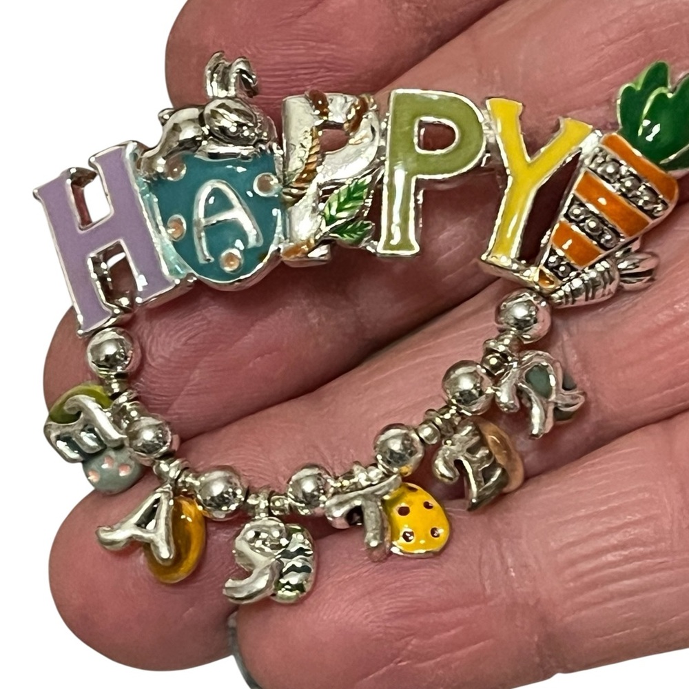 Happy Easter drop charm brooch